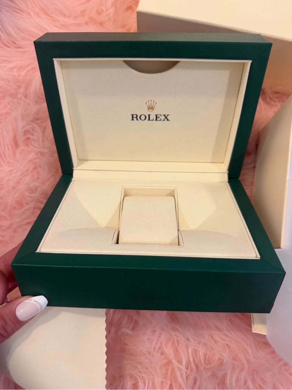 Rolex Dark Green Textured Wave Box with Gold Emblem - Picture 3 of 7